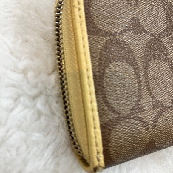 Coach Signature Tan and Golden Yellow Color-Block Coated Canvas Wallet - Picture 8 of 10